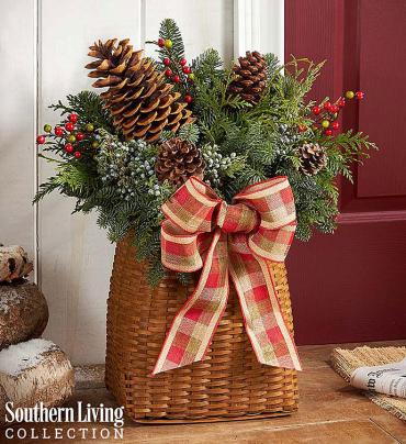 Southern Living&reg; Welcome Winter Evergreen Basket