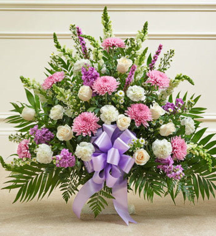 Lavender and White Sympathy Floor Basket