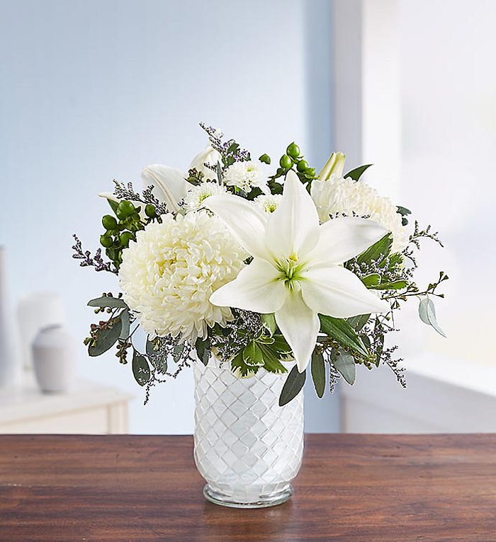Pure Elegance Bouquet&trade; in White Mosaic Vase